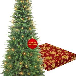 6 Ft Pop Up Christmas Tree - Pre-Lit Large Tree Easy Assembly - Pull Out Collaps